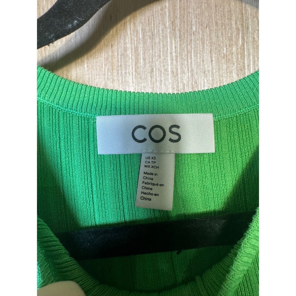COS Womens XS Green Ribbed Knit‎ Sleeveless Dress Casual Mini A Line - Picture 4 of 6